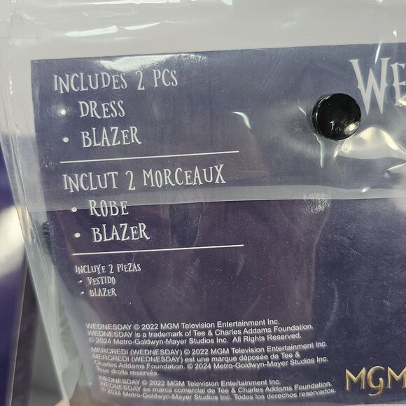 Wednesday Addams Adult Size S (2-4)  Halloween Costume (Dress & Blazer) & Wig - Picture 4 of 8